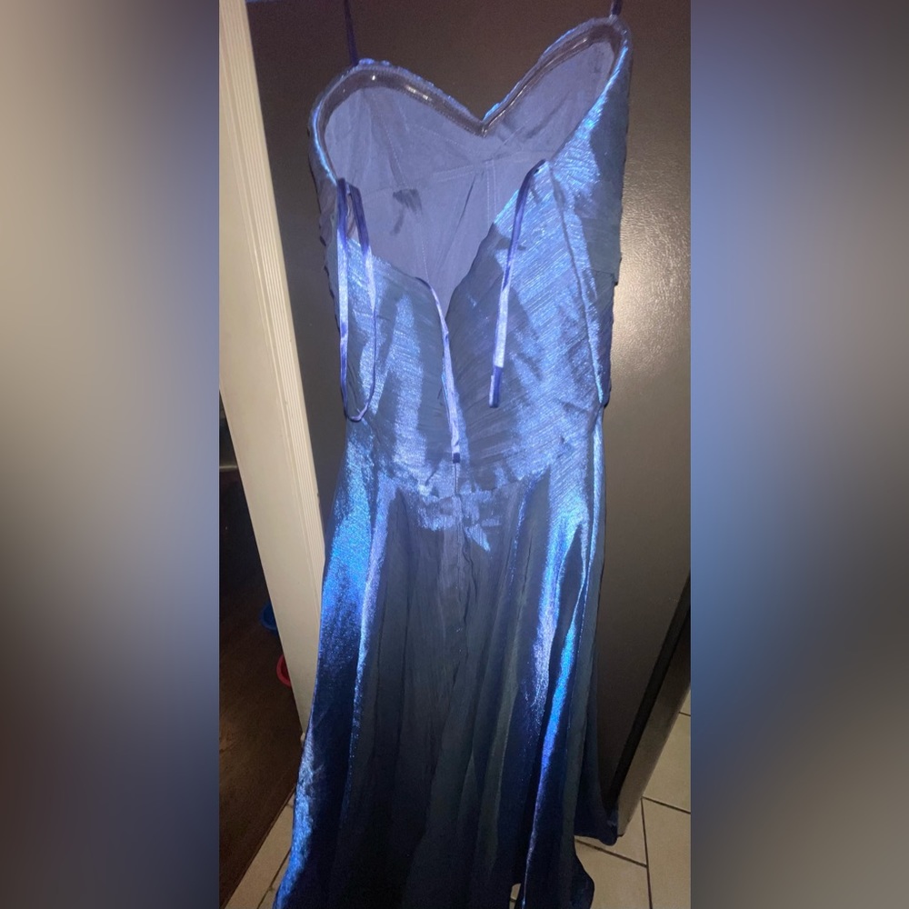 La Femme - Strapless Metallic Organza Gown - Picture 7 of 9